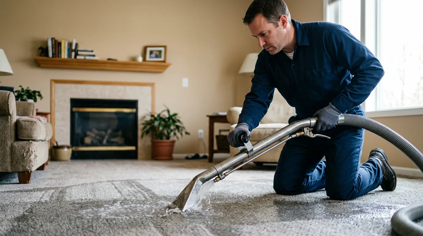 Water damage restoration technician working near South Woodstock, VT